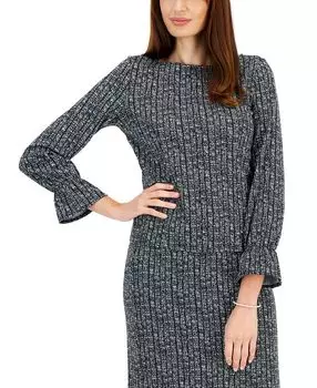 Женский топ с вырезом лодочкой и расклешенными рукавами с принтом Kasper, мульти