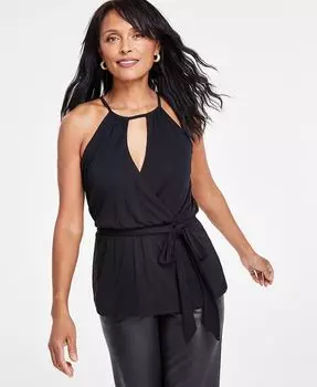 Женский топ с вырезом на бретельках и вырезом спереди I.N.C. International Concepts, черный