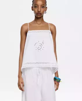 Женский топ с вышитыми бретелями Bimba y Lola, белый