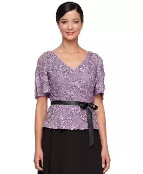 Женский топ с вышивкой и пайетками на поясе Alex Evenings, розовый