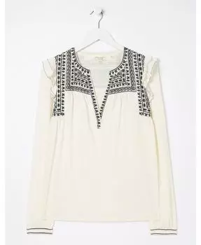 Женский топ с вышивкой Марта FatFace, тан/бежевый