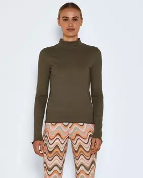 Женский топ с высоким воротником и длинными рукавами Noisy May, зеленый