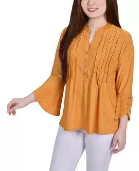 Женский топ с y-образным вырезом и расклешенными рукавами 3/4 внахлест NY Collection, мульти