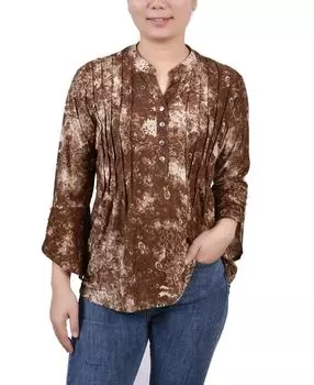 Женский топ с y-образным вырезом и расклешенными рукавами 3/4 внахлест NY Collection, мульти