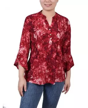 Женский топ с y-образным вырезом и расклешенными рукавами 3/4 внахлест NY Collection, мульти