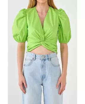 Женский топ с закрученной деталью English Factory, зеленый