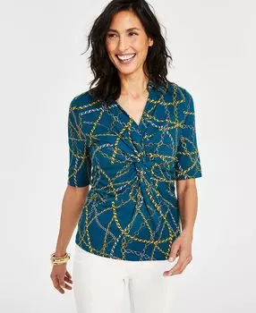 Женский топ с закрученным воротником с принтом I.N.C. International Concepts