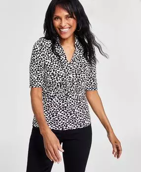 Женский топ с закрученным воротником с принтом I.N.C. International Concepts