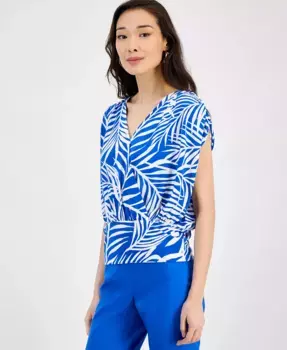 Женский топ с запахом и V-образным вырезом I.N.C. International Concepts, синий