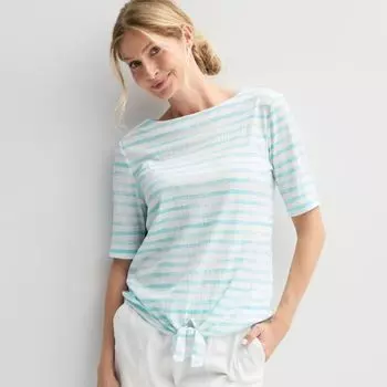 Женский топ с завязками спереди Croft & Barrow, цвет aqua wave stripe