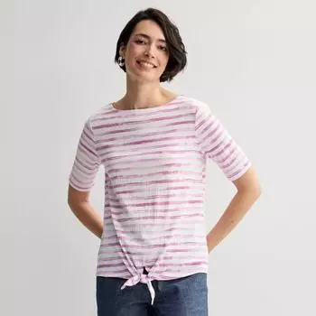 Женский топ с завязками спереди Croft & Barrow, цвет berry wave stripe