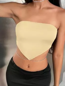 Женский топ SHEIN Priv, украшенный металлическими цепочками и квадратным шарфом, абрикосовый цвет