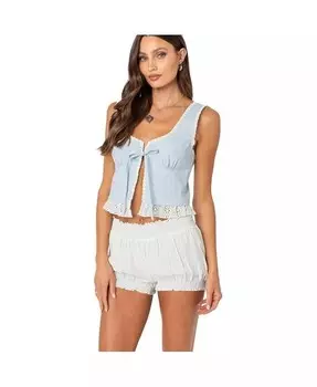 Женский топ Shiloh с завязками спереди и ушками Edikted, синий