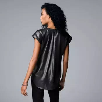 Женский топ Simply Vera Vera Wang с v-образным вырезом, цвет Black Ombre Plaid