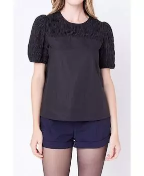 Женский топ со сборками English Factory, черный