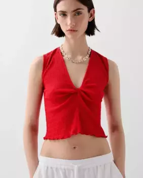 Женский топ со сборками и V-образным вырезом Scalpers, красный