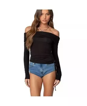 Женский топ со сборками и завязками на шнурке Edikted, черный