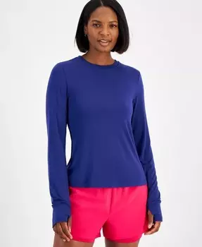 Женский топ со сборками на спине, прорезью для большого пальца и длинными рукавами ID Ideology, синий