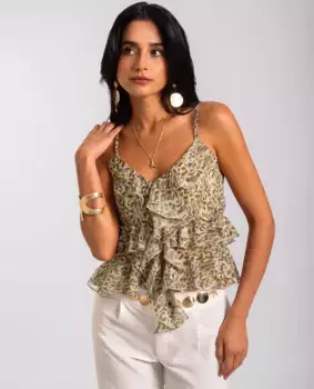 Женский топ свободного кроя с регулируемыми бретелями и передним разрезом The-Are, цвет Kaki