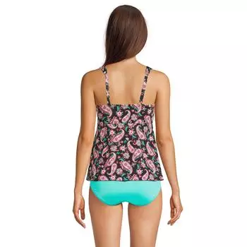 Женский топ-танкини Lands End D-Cup с комфортным поясом и ремешком в стиле ампир Lands' End