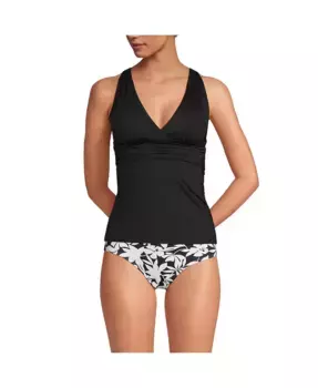 Женский топ-танкини с V-образным вырезом и перекрещивающимися бретелями на спине Lands' End, черный