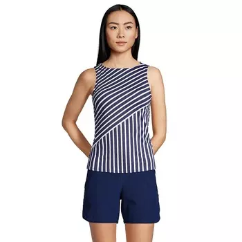 Женский топ танкини с высоким воротником Lands End Masttomy UPF 50 Lands' End, цвет Deep Sea Mix Stripe