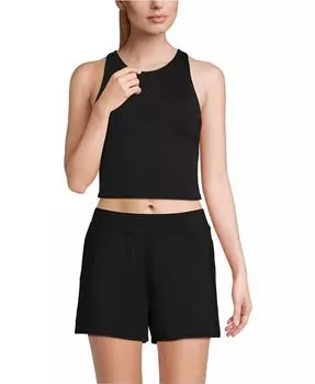 Женский топ-танкини с высоким воротом и спиной-борцовкой Lands' End, черный