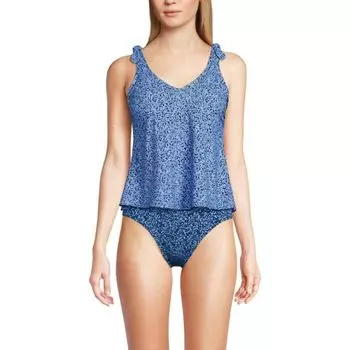 Женский топ-танкини с завязками на плечах Lands' End, цвет blue navy lilies