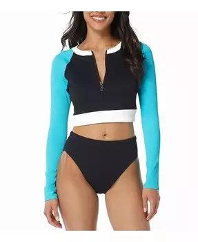 Женский топ танкини в рубчик из гибкой ткани Beach House Sport, черный