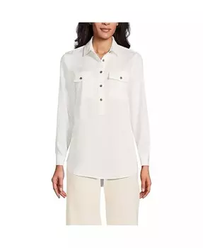 Женский топ TENCEL Fiber Popover Lands' End, белый