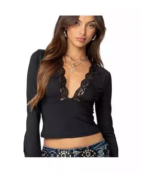 Женский топ Tina Lacey с глубоким вырезом Edikted, черный