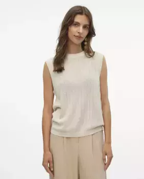 Женский топ тонкой вязки с рукавами с проймой Vero Moda, белый