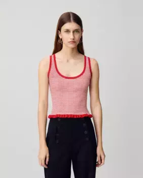 Женский топ тонкой вязки в полоску Claudie Pierlot, красный