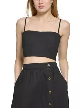 Женский топ-топ со сборками и бретельками через шею DKNY, черный