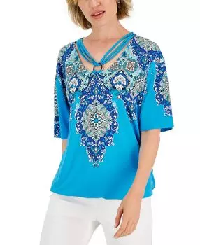 Женский топ trinity geo-print ring-hardware, созданный для macy's JM Collection, мульти