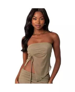 Женский топ-труба из прозрачной сетки асимметричного кроя Joy Edikted, зеленый