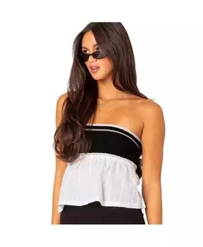 Женский топ-труба Rena в рубчик с баской Edikted, черный