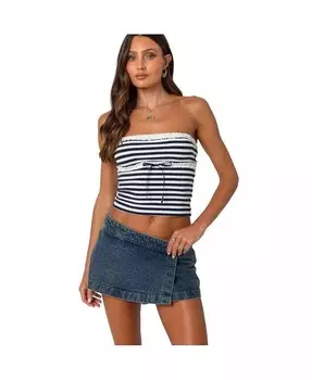 Женский топ-труба в полоску с отделкой из люверсов Edikted, мультиколор