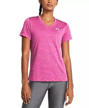 Женский топ Twist Tech с V-образным вырезом и короткими рукавами Under Armour, розовый