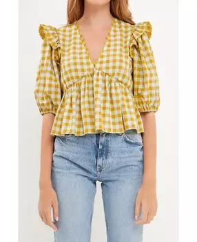 Женский топ в клетку с отделкой Rickrack English Factory