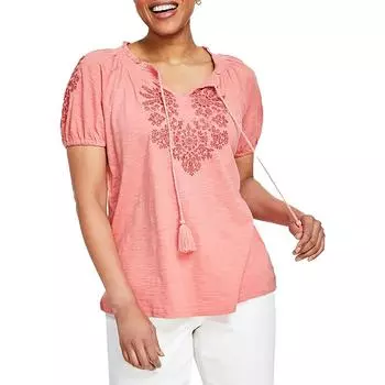 Женский топ в крестьянском стиле с оборками и сборками Style & Co., цвет sea coral