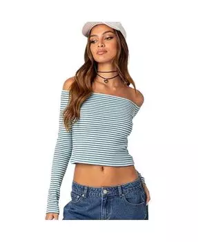 Женский топ в рубчик канареечного цвета Edikted, синий