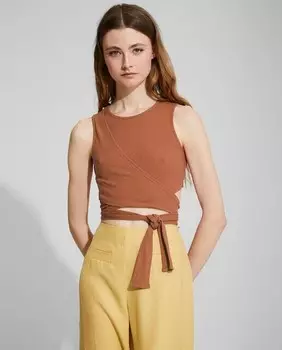 Женский топ в рубчик на бретелях Nalle, коричневый