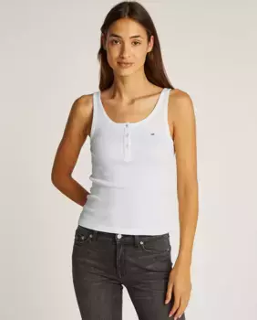 Женский топ в рубчик на бретелях Tommy Jeans, цвет Crudo