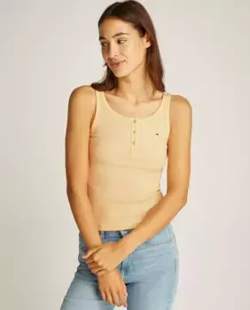 Женский топ в рубчик на бретелях Tommy Jeans, жёлтый