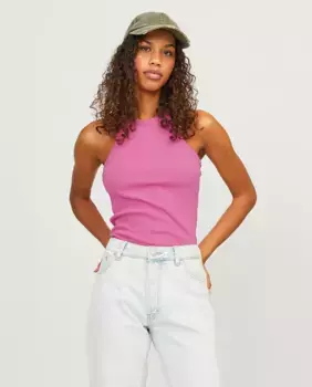 Женский топ в рубчик с бретельками на шее Jack & Jones, розовый