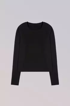 Женский топ в рубчик с длинными рукавами Pineapple, черный