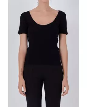 Женский топ в рубчик с короткими рукавами endless rose, черный