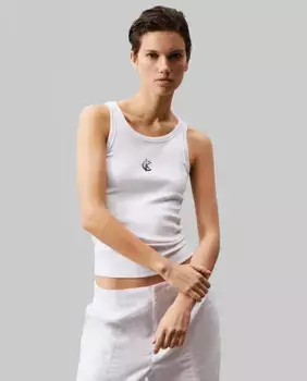 Женский топ в рубчик с логотипом Calvin Klein Jeans, белый
