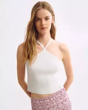 Женский топ в рубчик с перекрестным вырезом Brownie, серебро